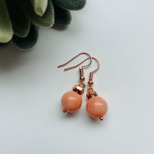Earring / one of a kind #21 / rose gold peach stone