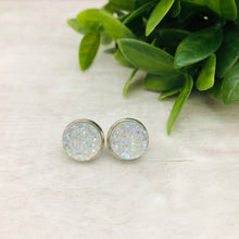 Druzy Earrings / Dome / Aurora Clear
