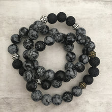 Stone Stacker Bracelet / Snowflake Obsidian