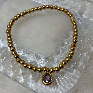 Stainless Steel Stacker Bracelet / Birthstone