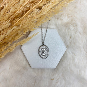 Stainless Steel / Sun Medallion Pendant or Necklace