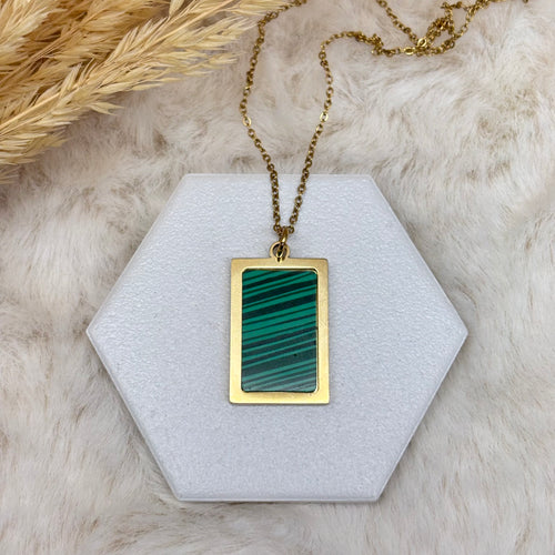 Stainless Steel / Malachite Pendant or Necklace