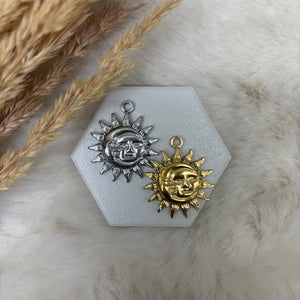 Stainless Steel / Sun + Moon Pendant or Necklace