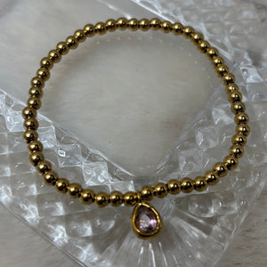 Stainless Steel Stacker Bracelet / Birthstone