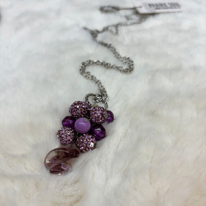 Cluster Necklace / glitterball #50 / purple fuchsia
