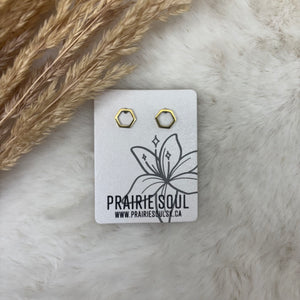 Metal Shape Stud Earring / Hexagon Hollow Mini