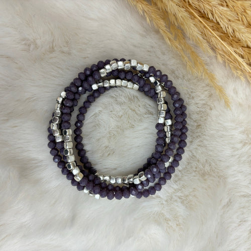 Stacker Bracelet Mini / Mauve Purple Silver