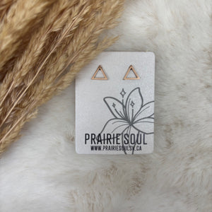 Metal Shape Stud Earring / Triangle Hollow Mini