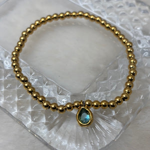 Stainless Steel Stacker Bracelet / Birthstone