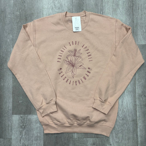 Prairie Soul Crewneck Sweater / Blush Pink / Oval Lily