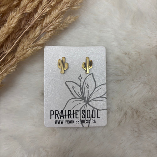 Metal Shape Stud Earring / Cactus