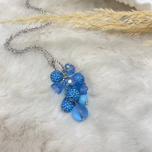 Cluster Necklace / glitterball #46 / blue sapphire