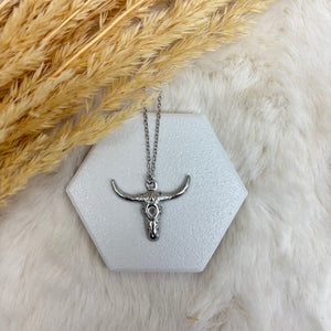 Stainless Steel / Long Horn Cow Pendant or Necklace