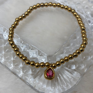 Stainless Steel Stacker Bracelet / Birthstone