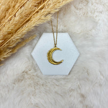 Stainless Steel / Scalloped Moon Pendant or Necklace