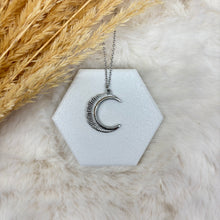 Stainless Steel / Scalloped Moon Pendant or Necklace