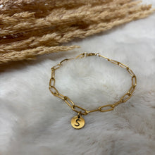 Stainless Steel Bracelet / Paper Clip Chain Initial