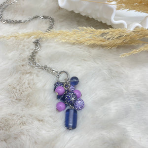 Cluster Necklace / glitterball #44 / purple lilac
