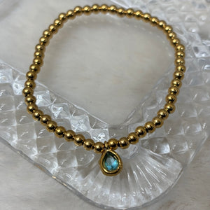Stainless Steel Stacker Bracelet / Birthstone