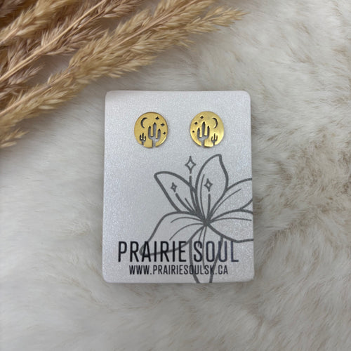 Metal Shape Stud Earring / Cactus Dessert