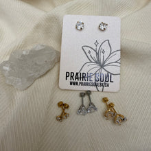 Screw On Back Stud Earrings / Round Diamond