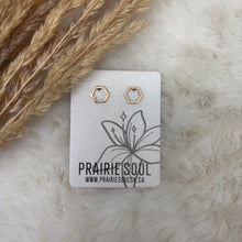 Metal Shape Stud Earring / Hexagon Hollow Mini