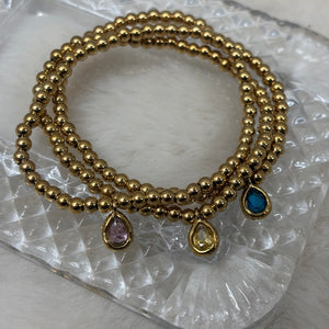 Stainless Steel Stacker Bracelet / Birthstone