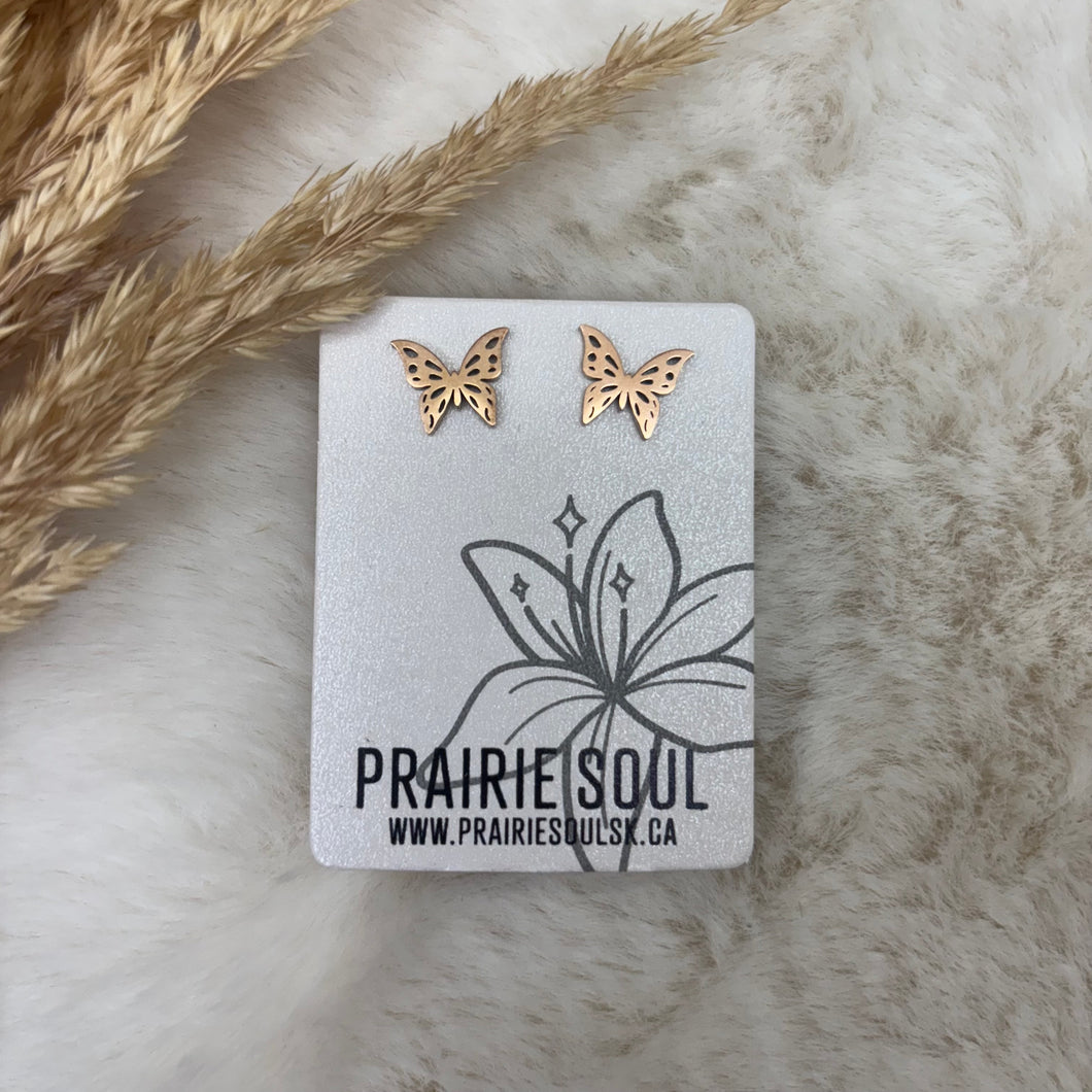 Metal Shape Stud Earring / Butterfly