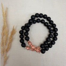 Gemstone Stacker Bracelet | Black and Matte Rose Gold