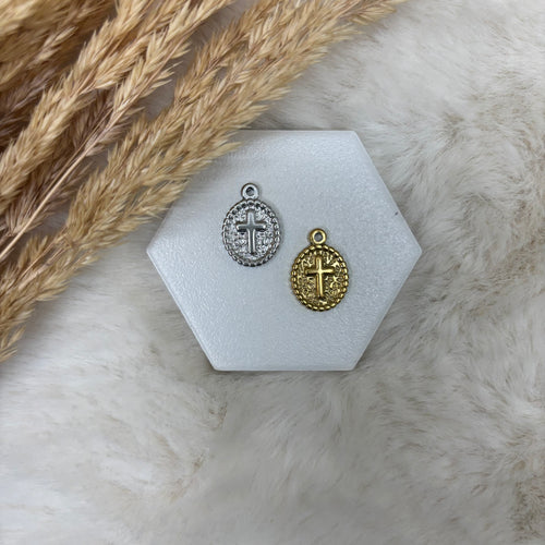 Stainless Steel / Cross Oval Pendant or Necklace
