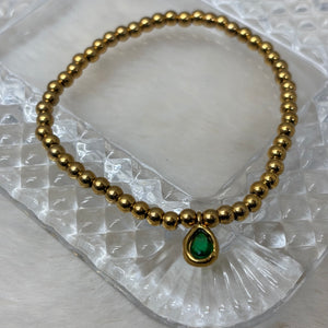 Stainless Steel Stacker Bracelet / Birthstone