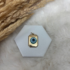 Stainless Steel / Evil Eye Rectangle Pendant or Necklace