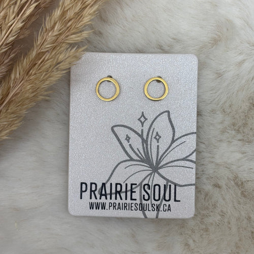 Metal Shape Stud Earring / Circle Hollow Mini