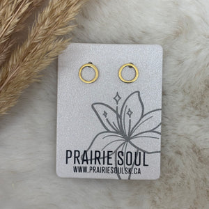 Metal Shape Stud Earring / Circle Hollow Mini