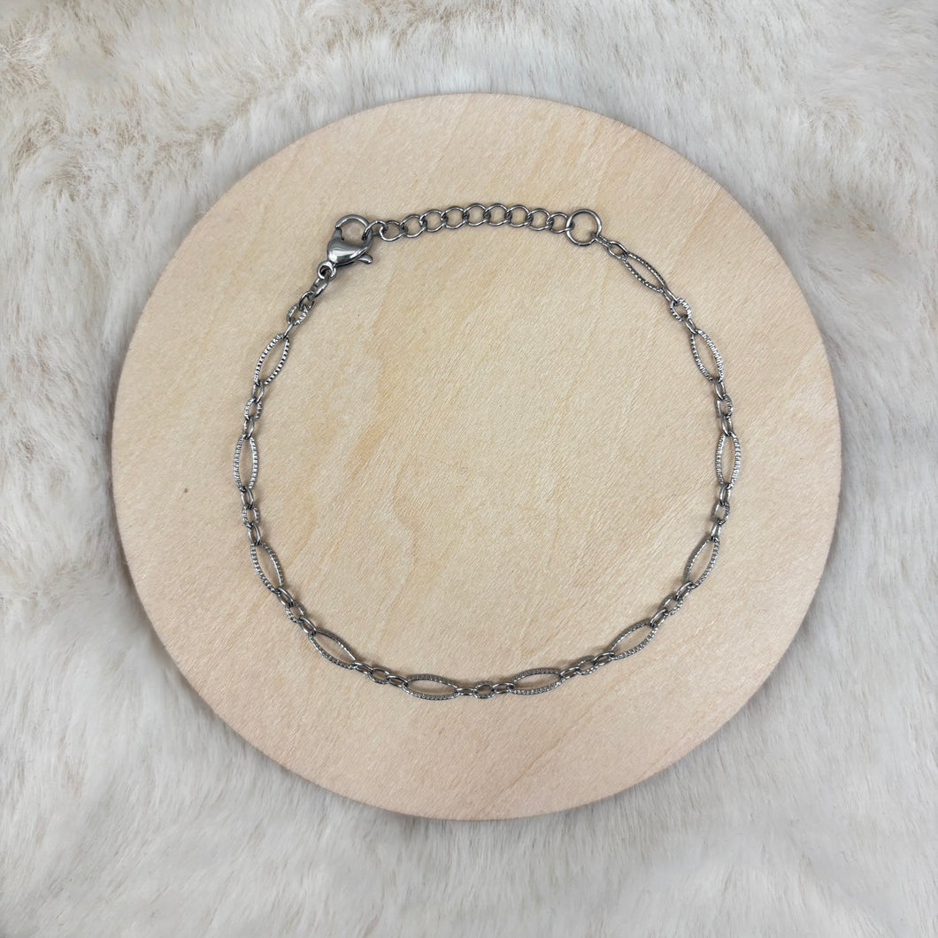 Stainless Steel Bracelet or Anklet / Figaro Texture Chain