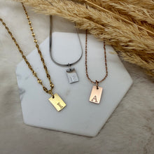 Stainless Steel / Initial Rectangle Pendant or Necklace (Copy)