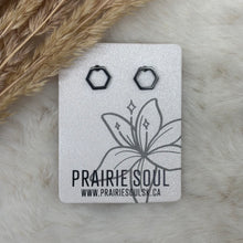 Metal Shape Stud Earring / Hexagon Hollow Mini