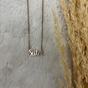 Stainless Steel / Custom calligraphy necklace Sister