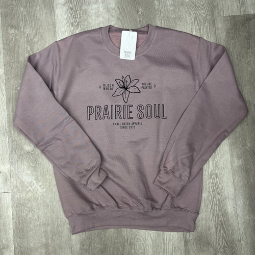 Prairie Soul Crew Neck Sweater / Purple Lavender / Bloom Where You Are Planted