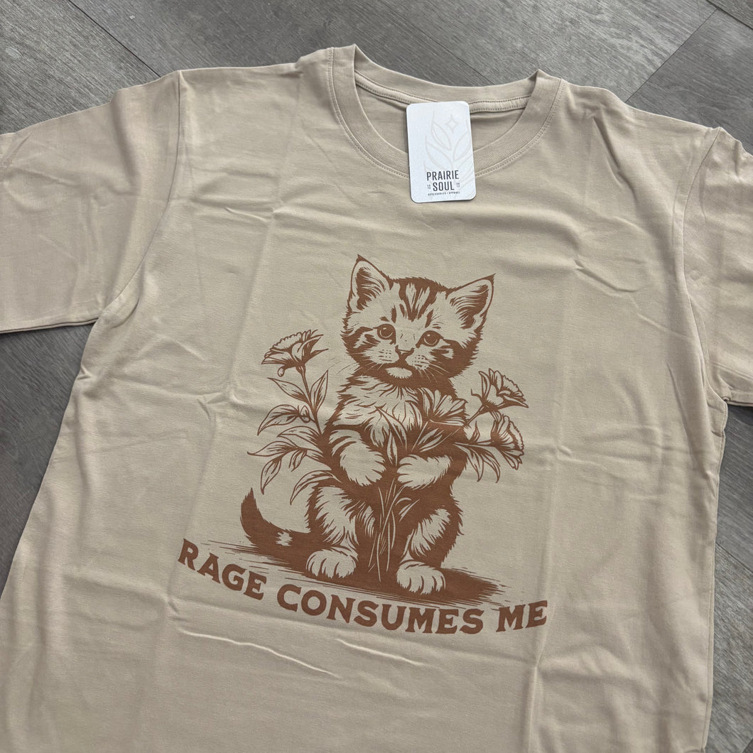 Graphic Tee / Rage Consumes Me Kitten and Flowers