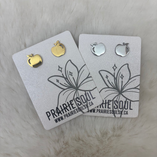 Metal Shape Stud Earring / Apple