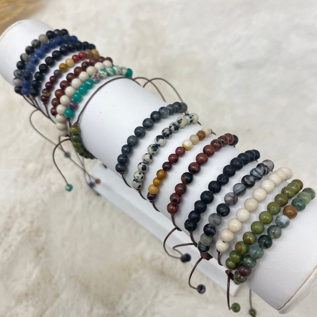 Gemstone Row of Beads Cinch Bracelet