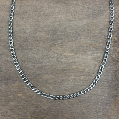 Stainless Steel Necklace / Curb Flat Chain