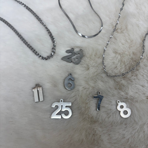Stainless Steel / Number Outline Pendant or Necklace
