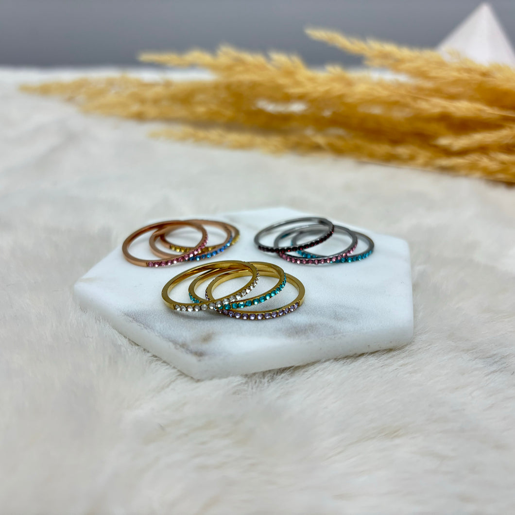 Stainless steel birthstone deals rings