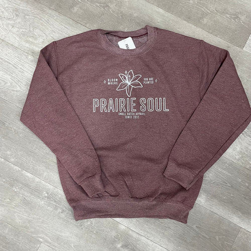 Priarie Soul Crewneck Sweater OG / Maroon Light / Bloom Where You Are Planted