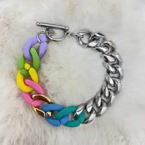 Stainless Steel Bracelet / Chunky Chain Chasing Rainbows