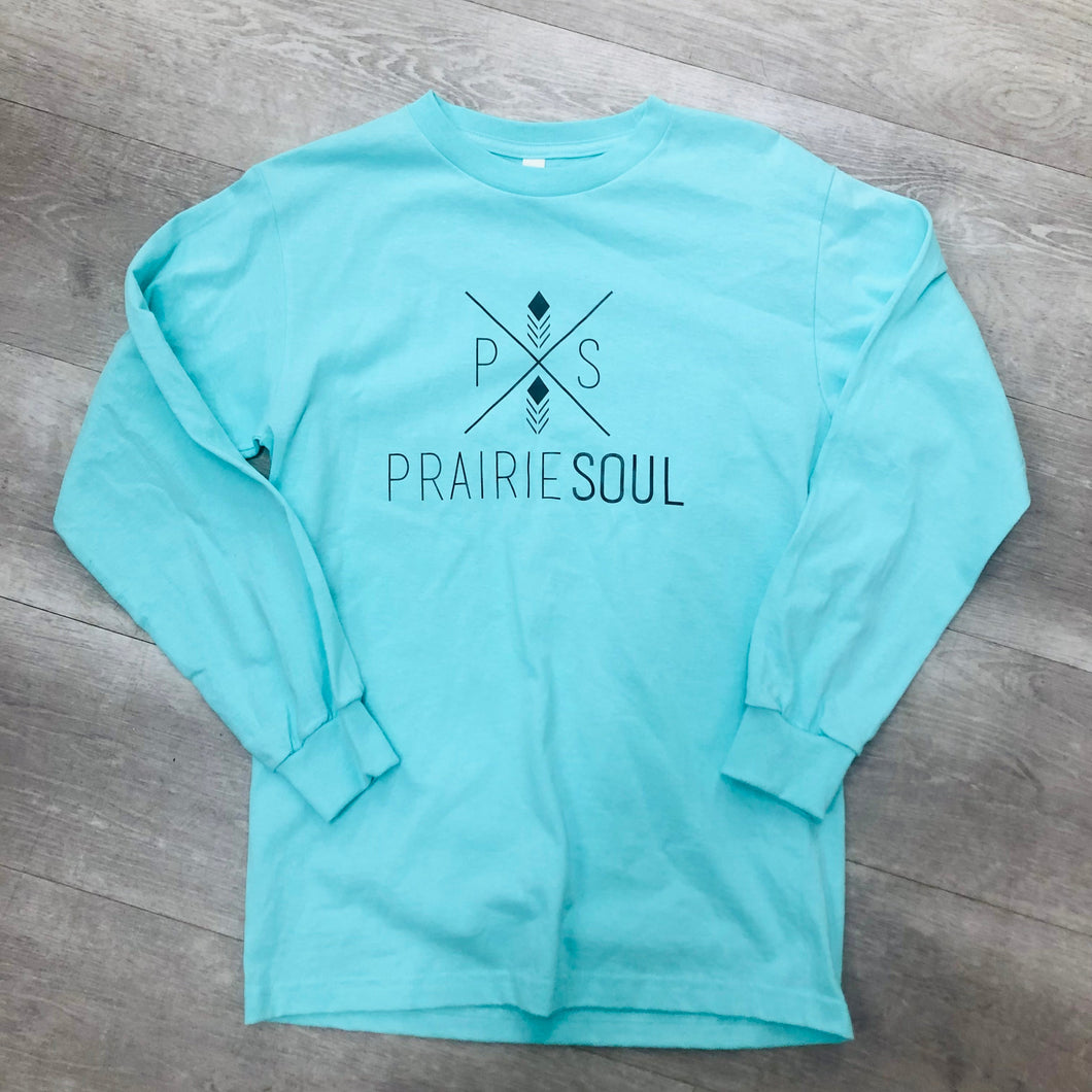 Prairie Soul Long Sleeve Tee / Blue Aqua / X Logo
