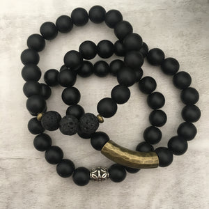 Stone Stacker Bracelet / Black Jet