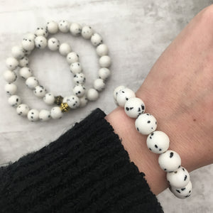 Stone Stacker Bracelet / Dalmatian